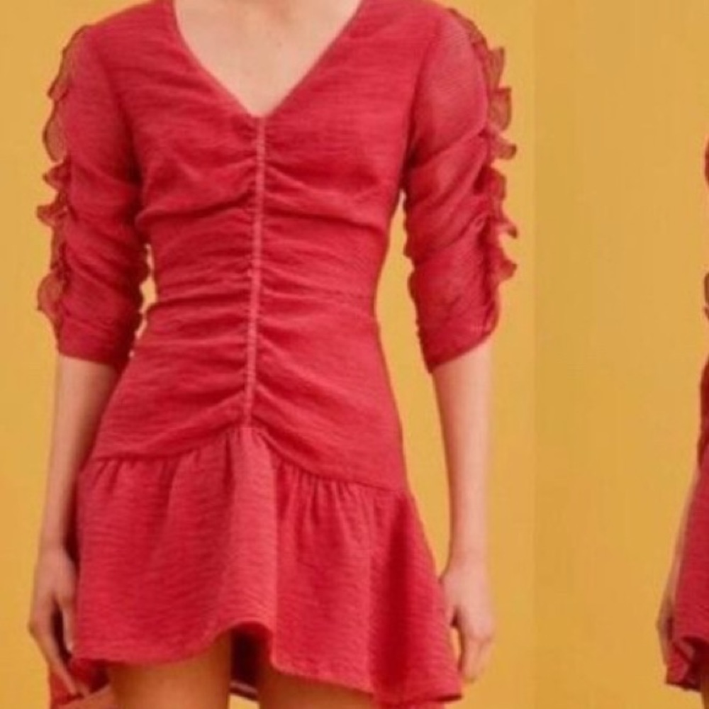 Keepsake red frill sleeve mini dress 6 EUC